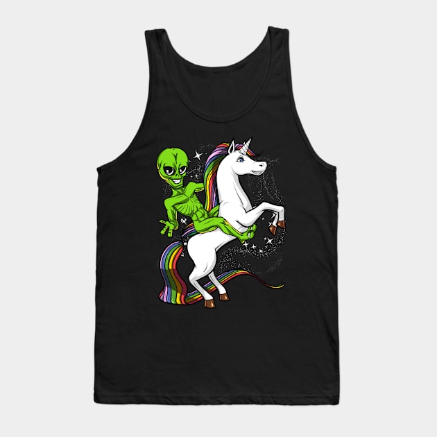 Space Alien Riding Unicorn Tank Top by underheaven